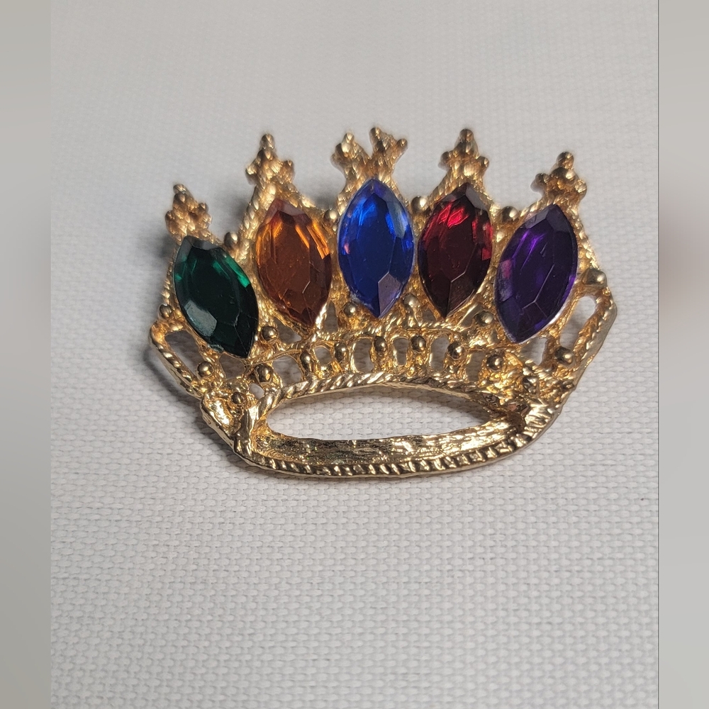 Vintage Large Rhinestone Crown Pin/Brooch